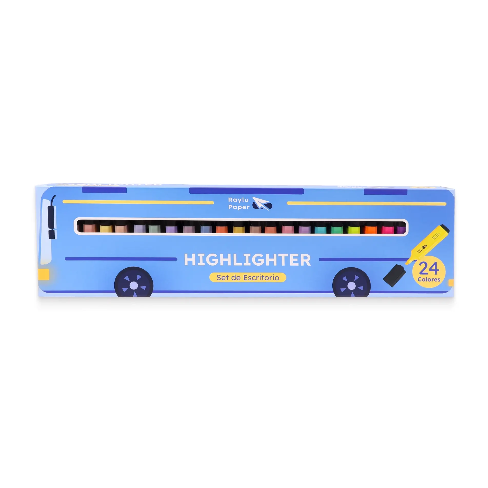 Marcador fluorescente Raylight Bus 24 colores set de escritorio Raylu
