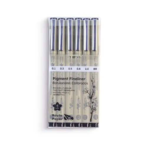 [649157] ROTULADORES CALIBRADOS PIGMENT FINELINER 6 UDS RAYLU