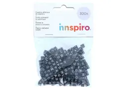 CUENTAS CUBOS,LETRAS NEGRO 6MM,300UD