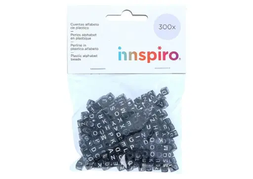 [800643] CUENTAS CUBOS,LETRAS NEGRO 6MM,300UD