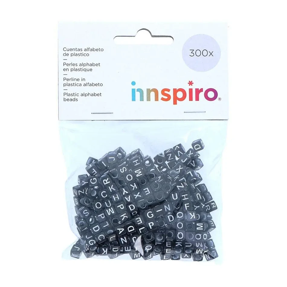 [800643] CUENTAS CUBOS,LETRAS NEGRO 6MM,300UD