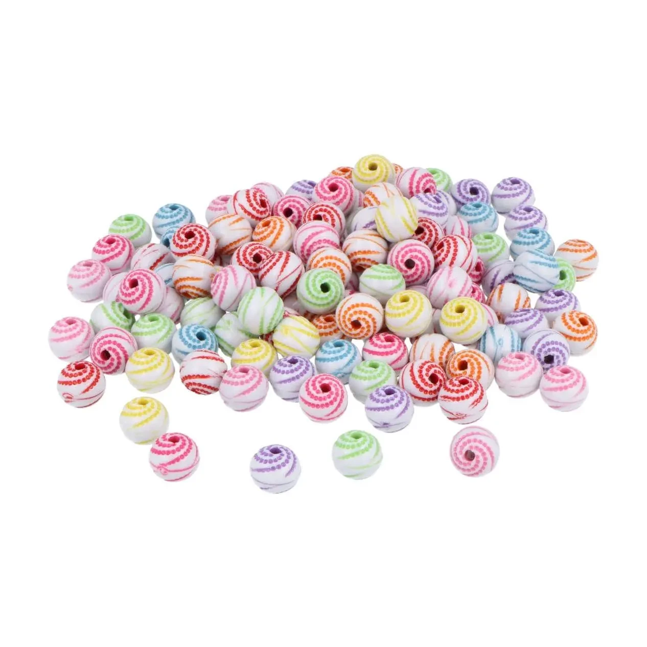 [800648] CUENTAS DE PLASTICO ESPIRAL MULTICOLOR 8MM,500UD
