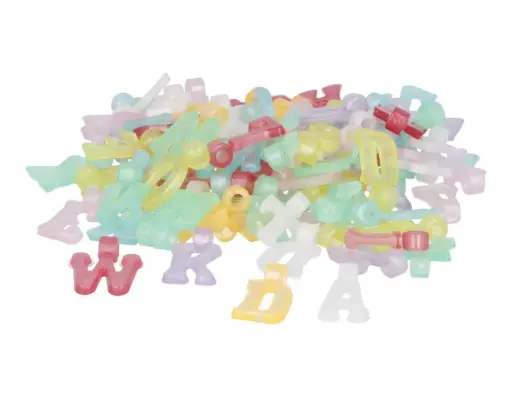 [800651] COLGANTE DE PLASTICO LETRAS NACARADO 17MM.500UD