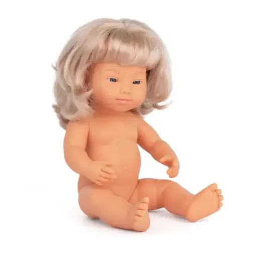 [31233] MUÑECO RUBIO SINDROME DOWN  38CM 