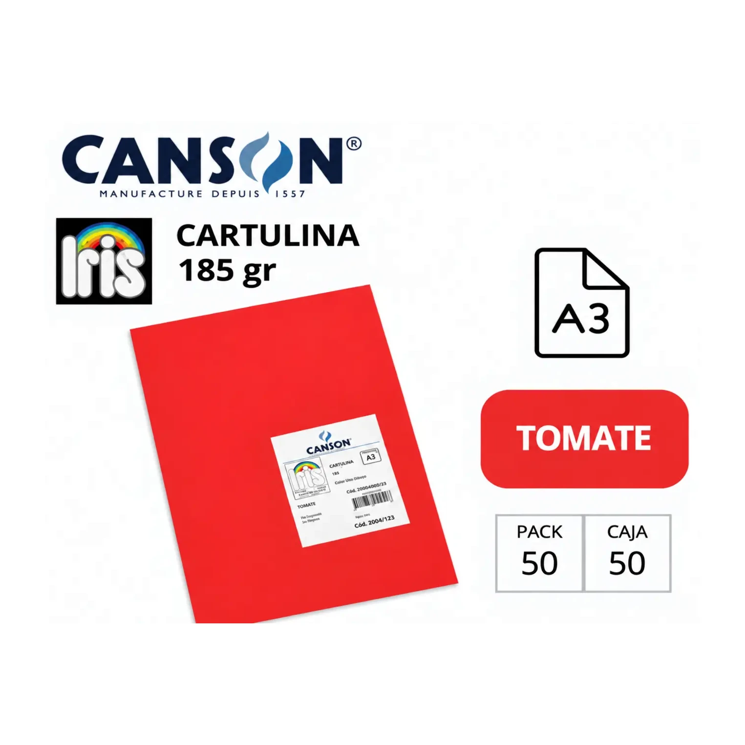 [70132] CARTULINA CANSON IRIS A3 TOMATE