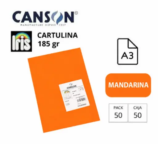 [701250] CARTULINA CANSON IRIS A3 MANDARINA