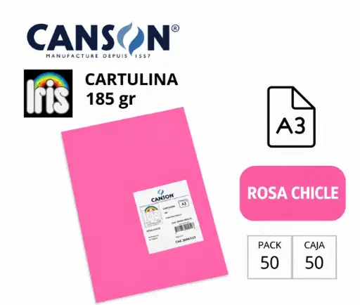 [70127] CARTULINA CANSON IRIS A3 ROSA CHICLE