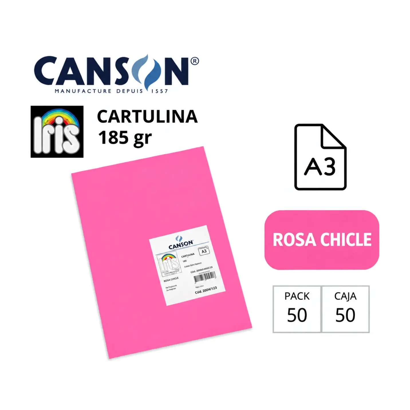 [70127] CARTULINA CANSON IRIS A3 ROSA CHICLE