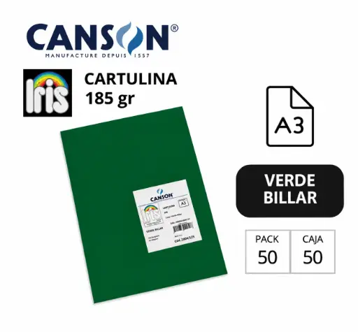 [70135] CARTULINA CANSON IRIS A3 VERDE BILLAR