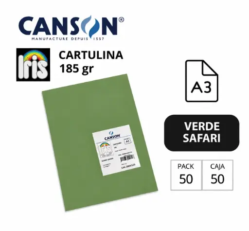 [70137] CARTULINA CANSON IRIS A3 VERDE SAFARI