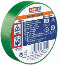 CINTA AISLANTE TESA PROFESSIONAL VERDE 19MM×20M 150 µm 
