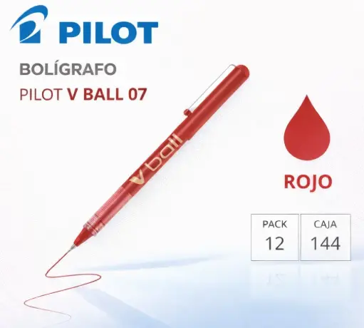 [080197] BOLÍGRAFO PILOT V-BALL 07 ROJO