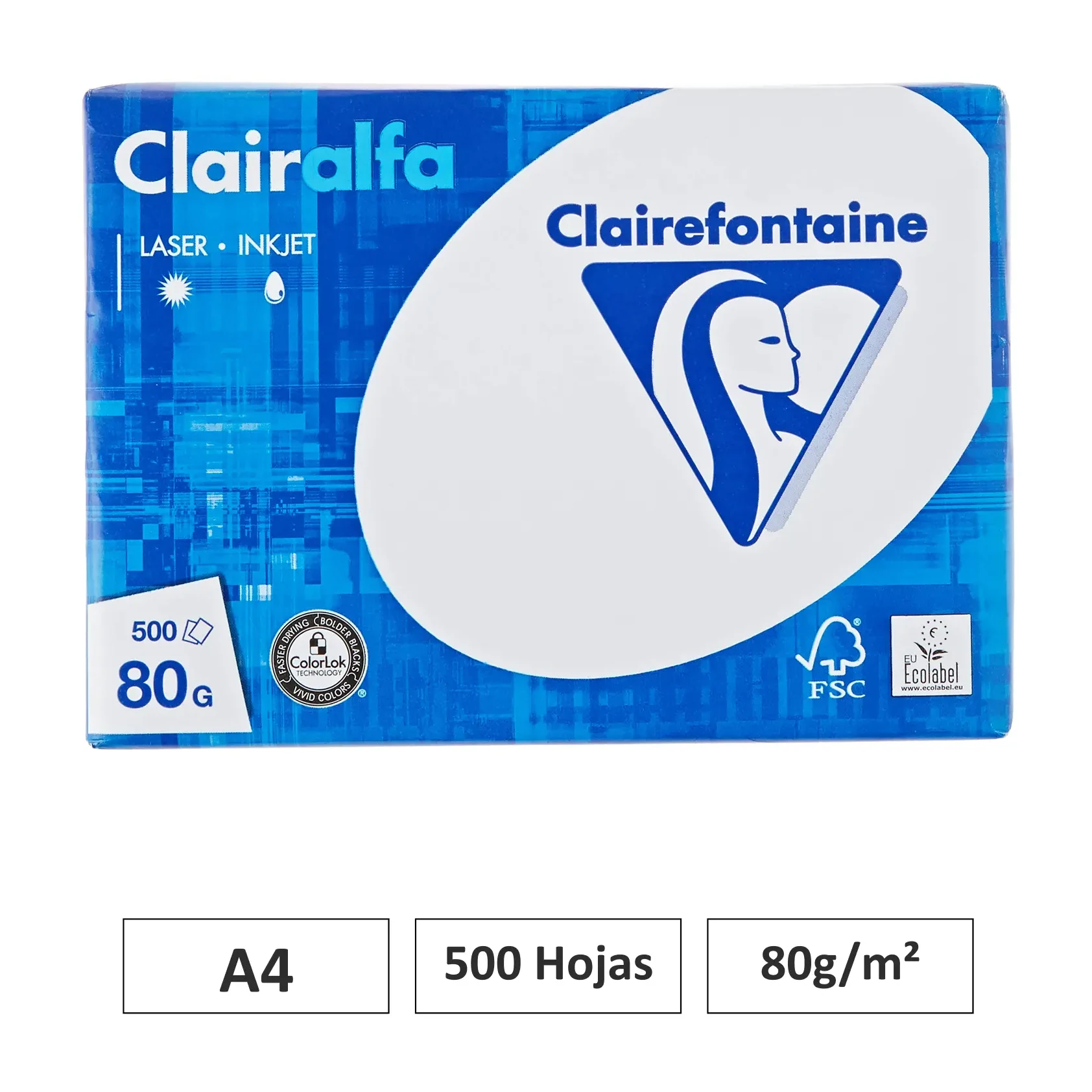 [541686] PAPEL A4 80GR BLANCO 500 HOJAS CLAIREFONTAINE