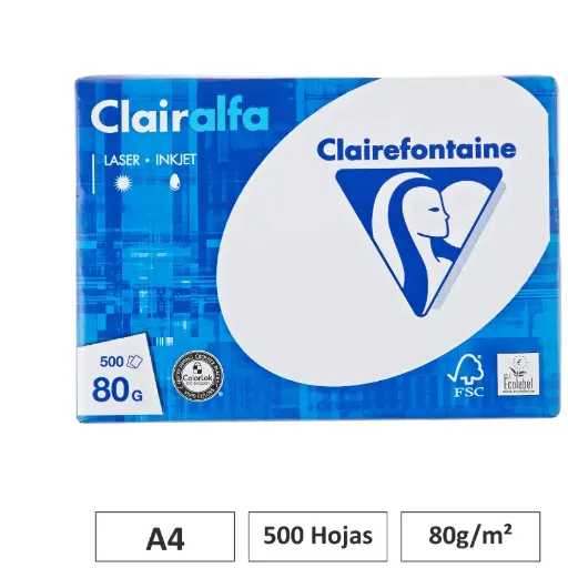 [541686] PAPEL A4 80GR BLANCO 500 HOJAS CLAIREFONTAINE
