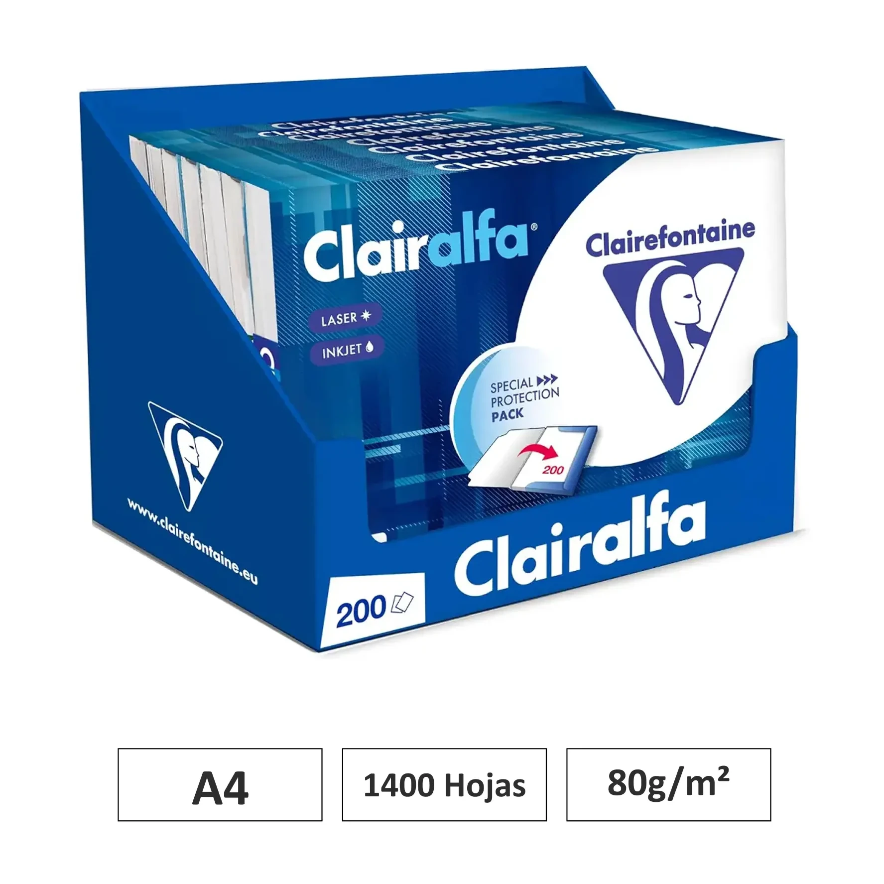 [541687] PAPEL A4 CLAIRALFA 80G  CAJA 7 PACKS 200 HOJAS