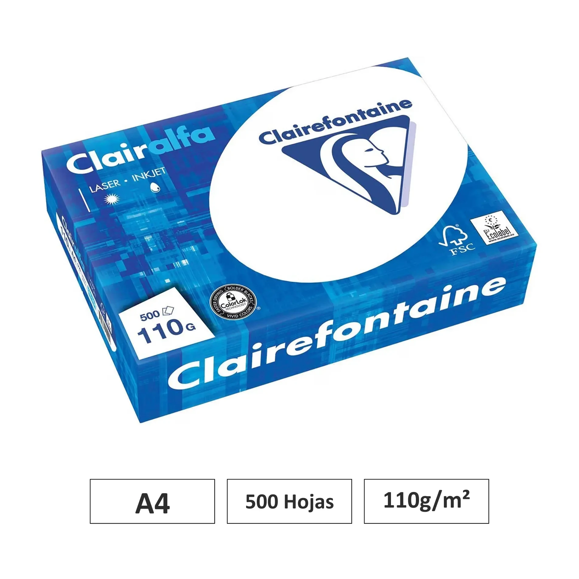 [541693] PAPEL A4 110GR BLANCO 500 HOJAS CLAIREFONTAINE