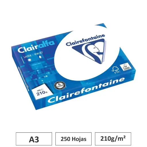 [541698] PAPEL CLAIRALFA BLANCO A3 250 HOJAS 210G CLAIREFONTAINE