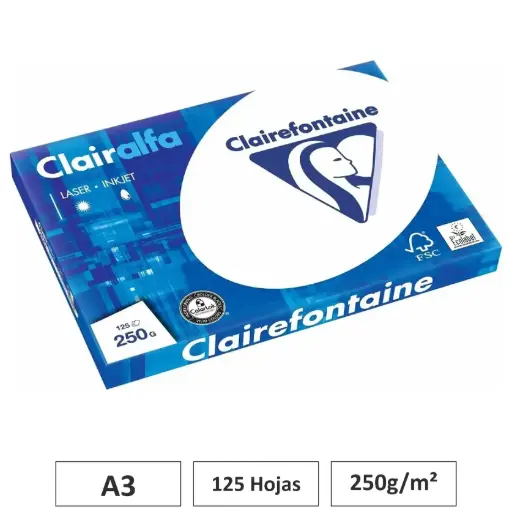 [541701] PAPEL CLAIRALFA BLANCO A3 125 HOJAS 250G CLAIREFONTAINE