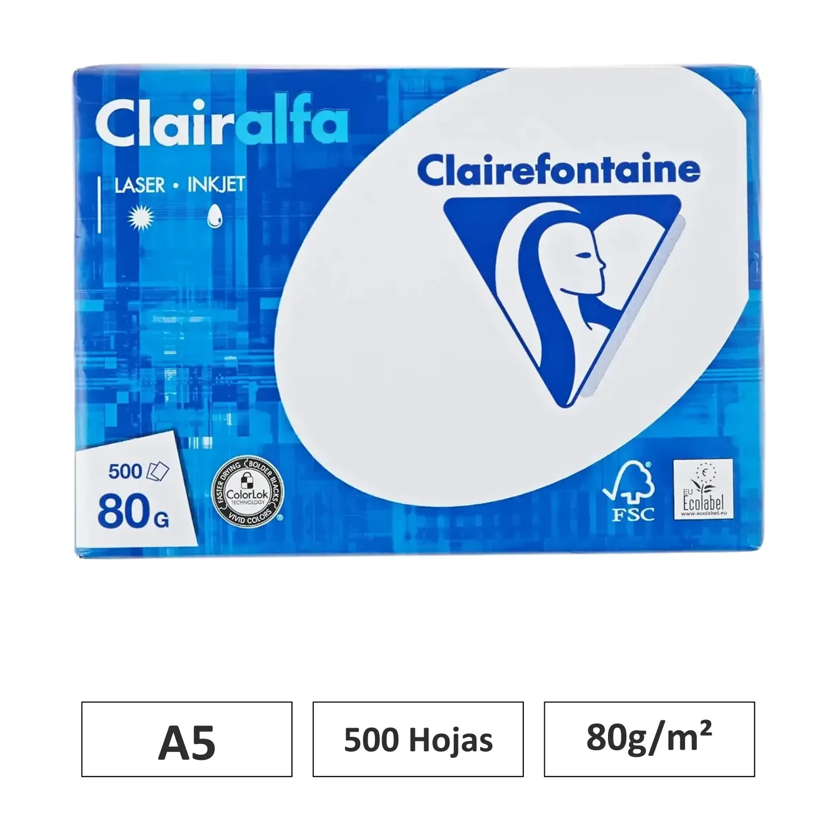[541706] PAPEL CLAIRALFA BLANCO A5 80G 500 HOJAS