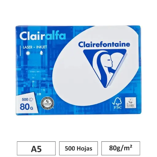 [541706] PAPEL CLAIRALFA BLANCO A5 80G 500 HOJAS