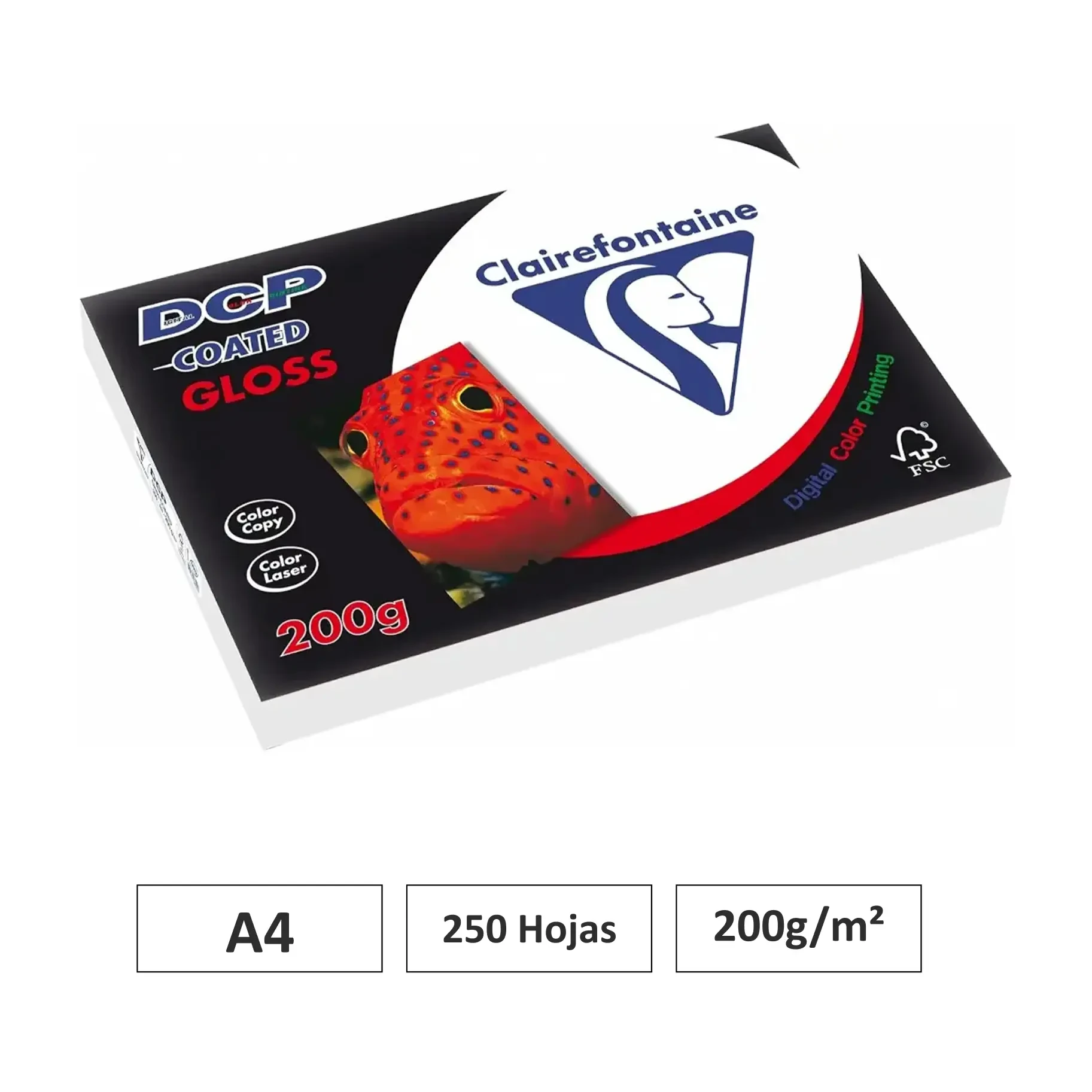 [541722] PAPEL BLANCO A4 250 HOJAS 200G CLAIREFONTAINE