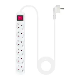 REGLETA 6 TOMAS CON INTERRUPTOR BLANCA CABLE DE 3 METROS