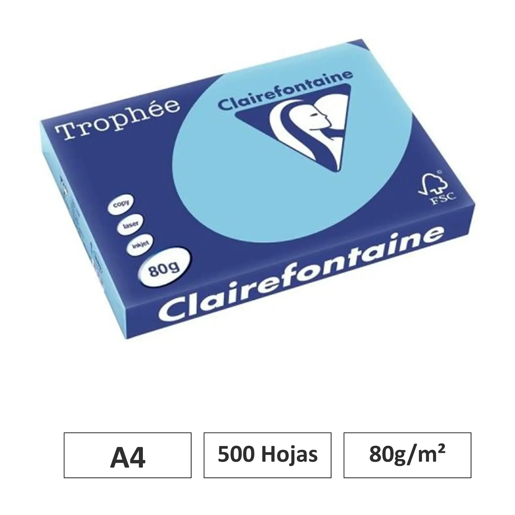 [541738] PAPEL AZUL ALISIO A4 500 HOJAS 80G CLAIREFONTAINE