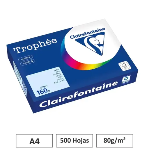 [541742] PAPEL AZUL PASTEL A4 500 HOJAS 80G CLAIREFONTAINE