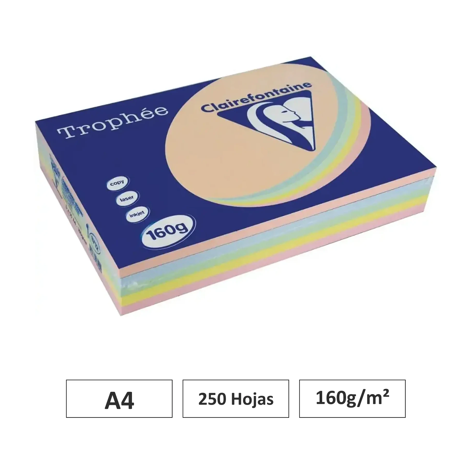 [541754] PAPEL COLORES PASTEL A4 250 HOJAS 160G 