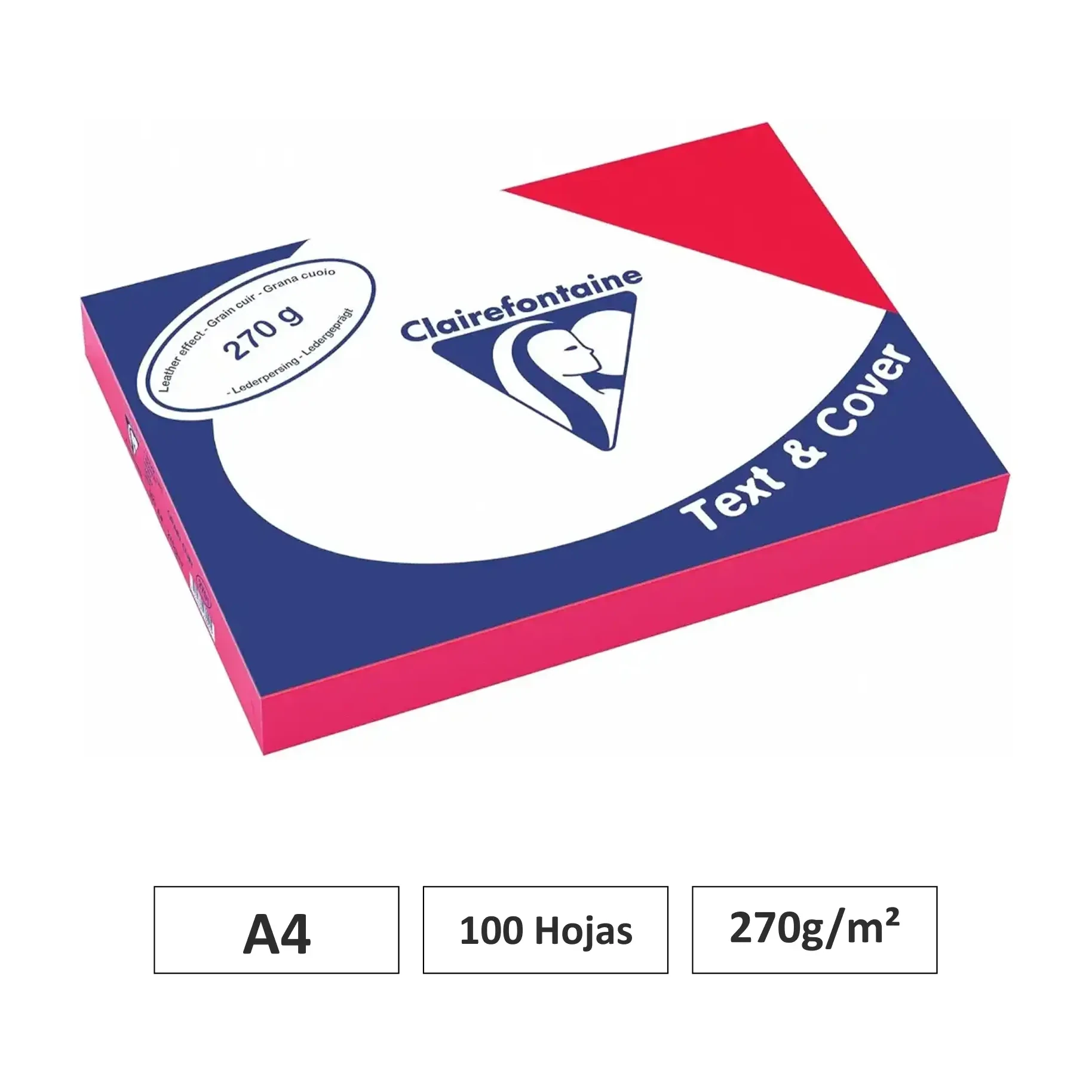 [541755] CARTULINA ROJO A4 100 HOJAS 270G CLAIREFONTAINE