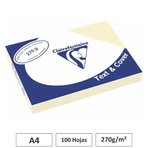 [541757] CARTULINA CREMA A4 100 HOJAS 270G CLAIREFONTAINE