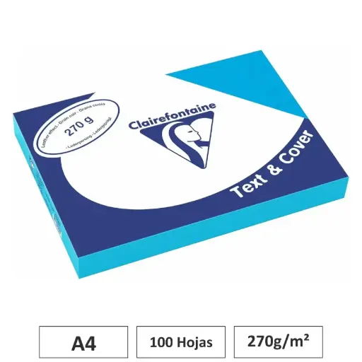 [541758] CARTULINA AZUL A4 100 HOJAS 270G CLAIREFONTAINE