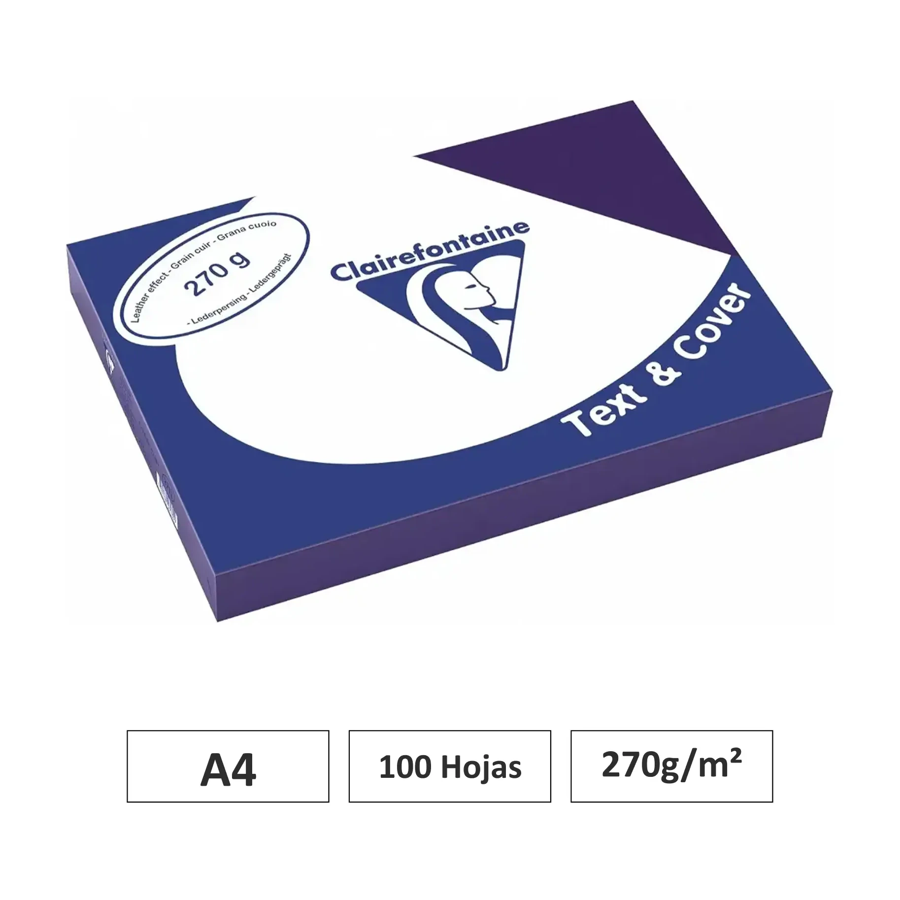 [541763] CARTULINA AZUL REAL A4 100 HOJAS 270G CLAIREFONTAINE