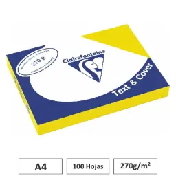 CARTULINA AMARILLO A4 100 HOJAS 270G  CLAIREFONTAINE