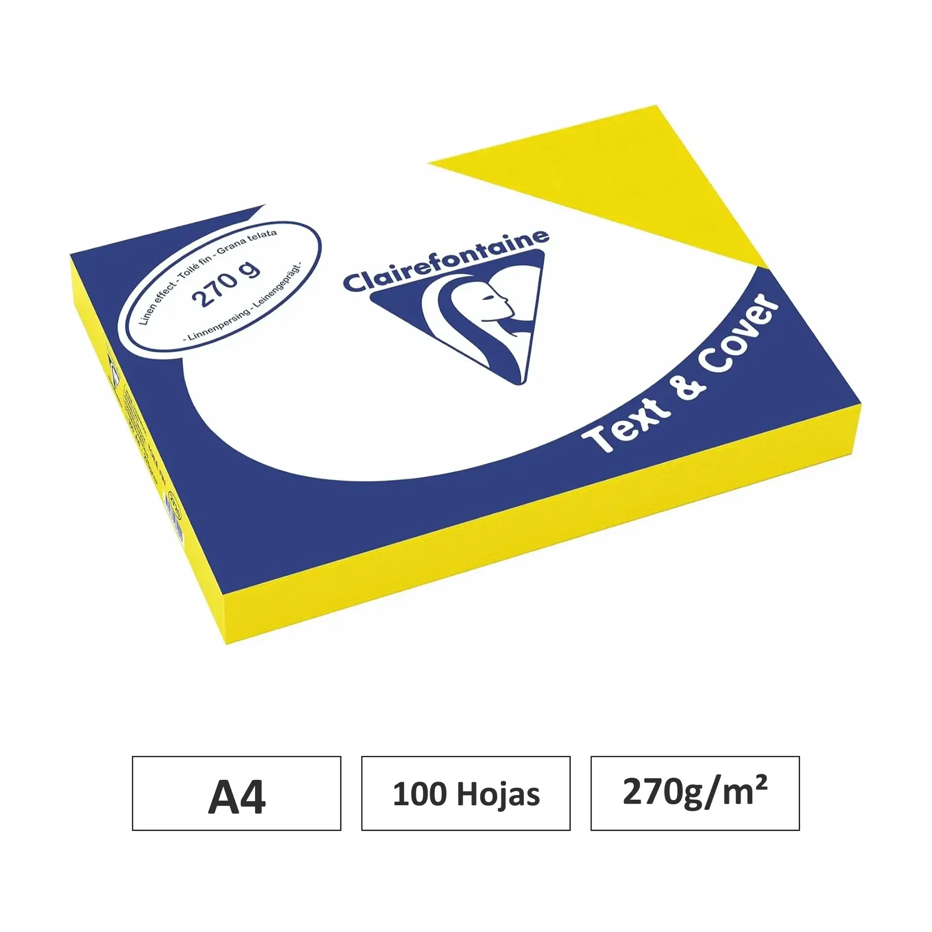 [541765] CARTULINA AMARILLO A4 100 HOJAS 270G  CLAIREFONTAINE