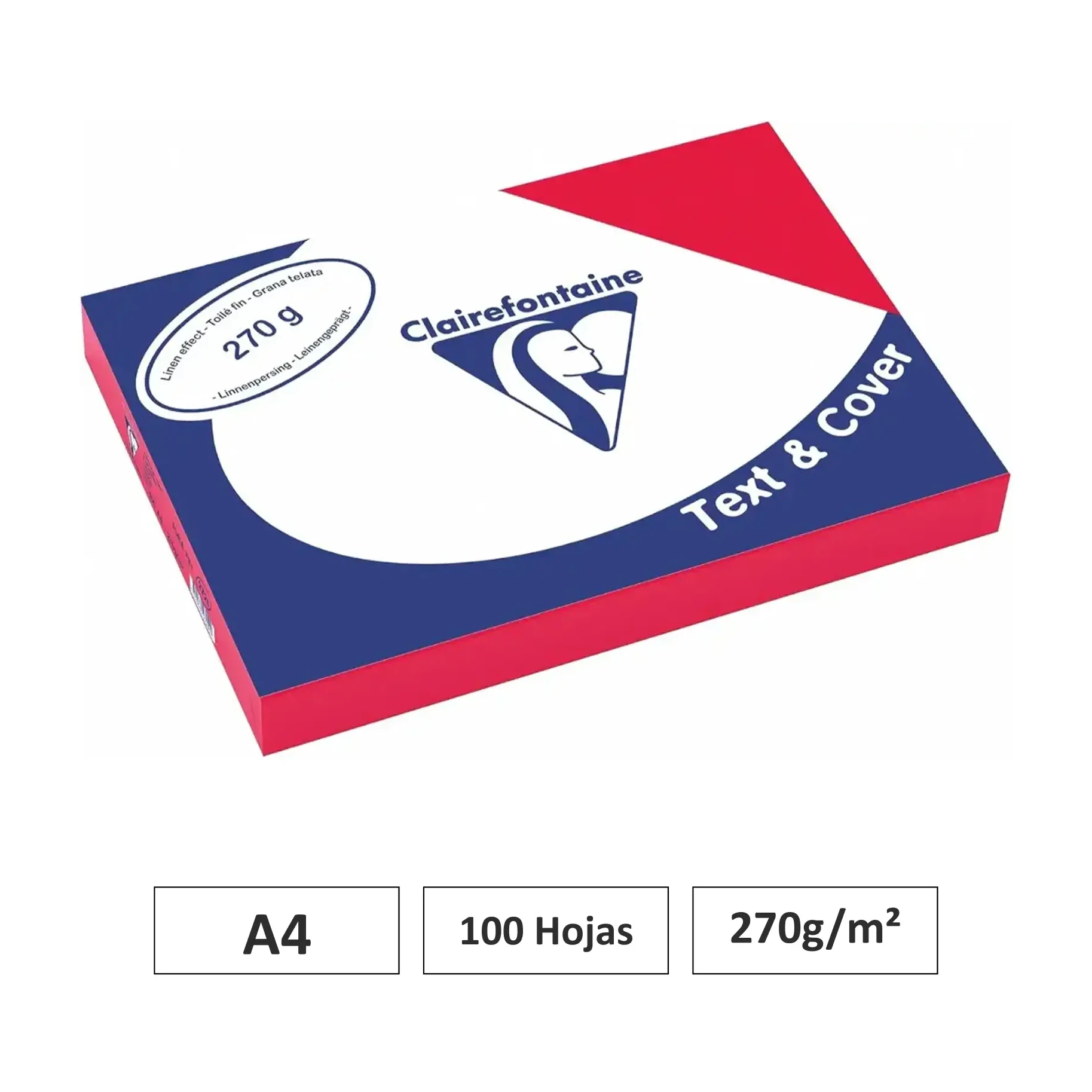 [541766] CARTULINA ROJO A4 100 HOJAS 270G CLAIREFONTAINE
