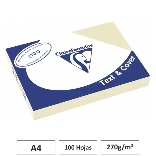 [541767] CARTULINA CREMA A4 100 HOJAS 270G CLAIREFONTAINE