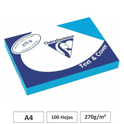 [541768] CARTULINA AZUL A4 100 HOJAS 270G CLAIREFONTAINE
