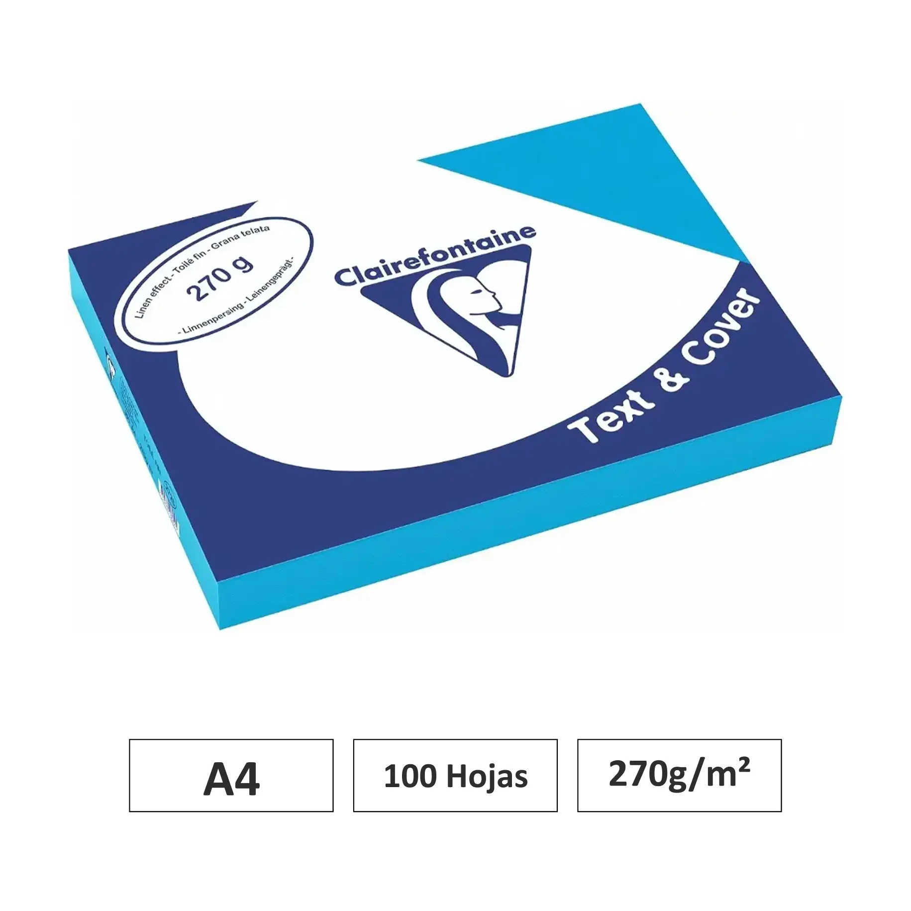 [541768] CARTULINA AZUL A4 100 HOJAS 270G CLAIREFONTAINE