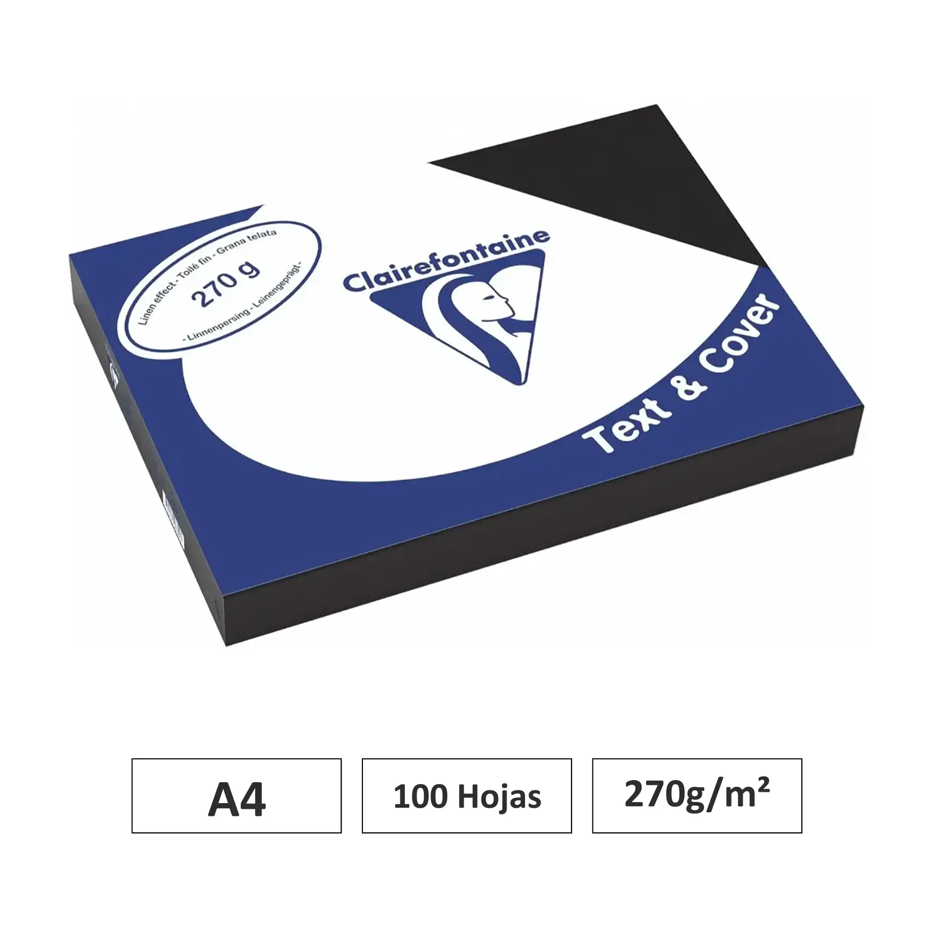 [541771] CARTULINA NEGRO A4 100 HOJAS 270G CLAIREFONTAINE