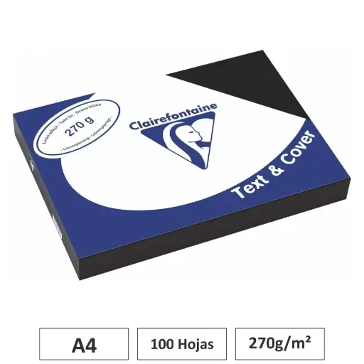 [541771] CARTULINA NEGRO A4 100 HOJAS 270G CLAIREFONTAINE