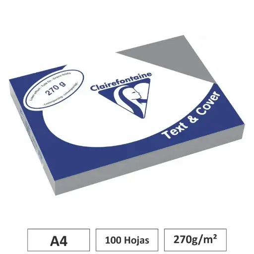 [541772] CARTULINA GRIS A4 100 HOJAS 270G CLAIREFONTAINE