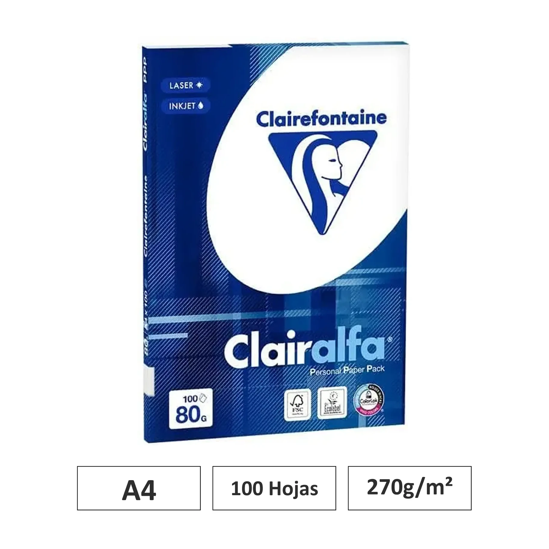 [541773] PAPEL A4 80GR BLANCO 100 HOJAS CLAIREFONTAINE