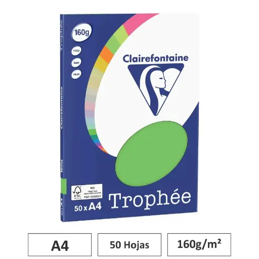 [541774] PAPEL VERDE MENTA A4 160G 50 HOJAS