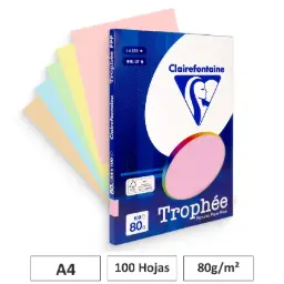 PAPEL A4 80GR SURTIDO PASTEL 100 HOJAS CLAIREFONTAINE
