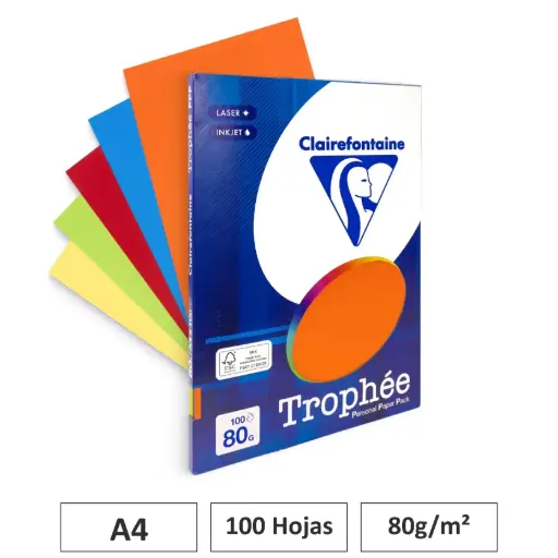 [541776] PAPEL A4 80GR SURTIDO INTENSO 100 HOJAS CLAIREFONTAINE