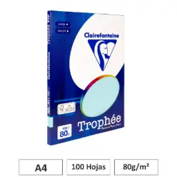 PAPEL A4 80GR AZUL 100 HOJAS CLAIREFONTAINE