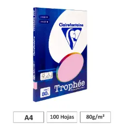 PAPEL A4 80GR ROSA 100 HOJAS CLAIREFONTAINE