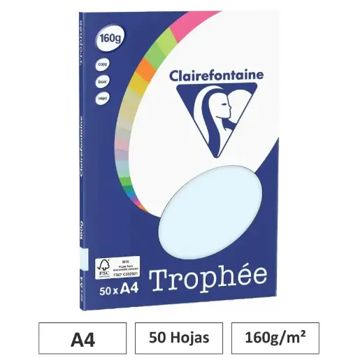 [541786] PAPEL AZUL A4 50 HOJAS 160G - CLAIREFONTAINE