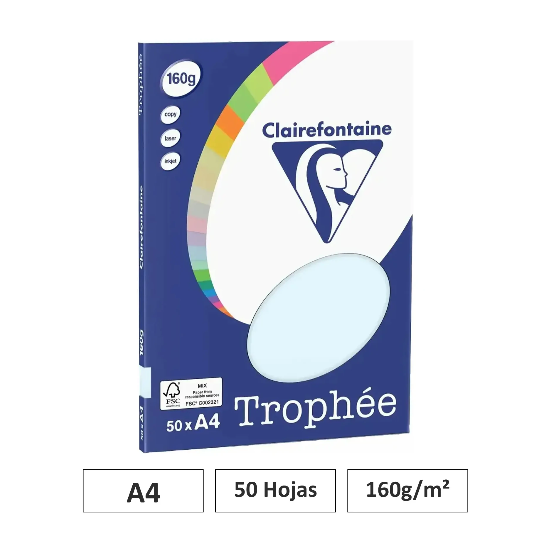 [541786] PAPEL AZUL A4 50 HOJAS 160G - CLAIREFONTAINE